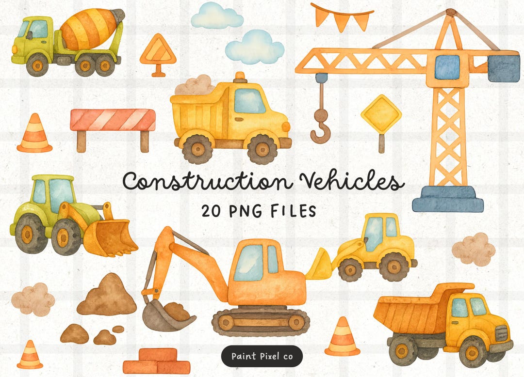 Cute Construction Vehicles Clipart - Transport PNG Images (commercial ...