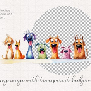 Whimsical Dogs Clipart PNG Bundle Watercolor Quirky Puppies Whimsy ...