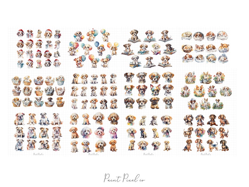 Dog Clipart PNG Bundle Watercolor Pup Clip Art Puppy Pet Nursery ...