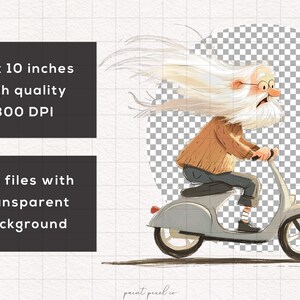 Quirky Old Men Clipart Grandpa PNG Whimsical Funny People Peculiar ...