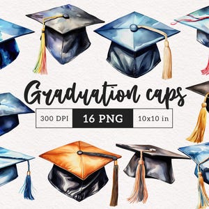 Afstudeerpet Clipart afstudeerhoed PNG Diploma aquarel educatieve sublimatie afbeeldingen Papier ambachtelijke kaarten maken Afdrukbare Commercieel gebruik