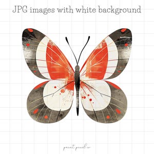 7 papillons mignons JPG aquarelle Clipart insectes fantaisistes Sublimation Boho fantaisiste illustration carte fabrication technique mixte JPGs utilisation commerciale