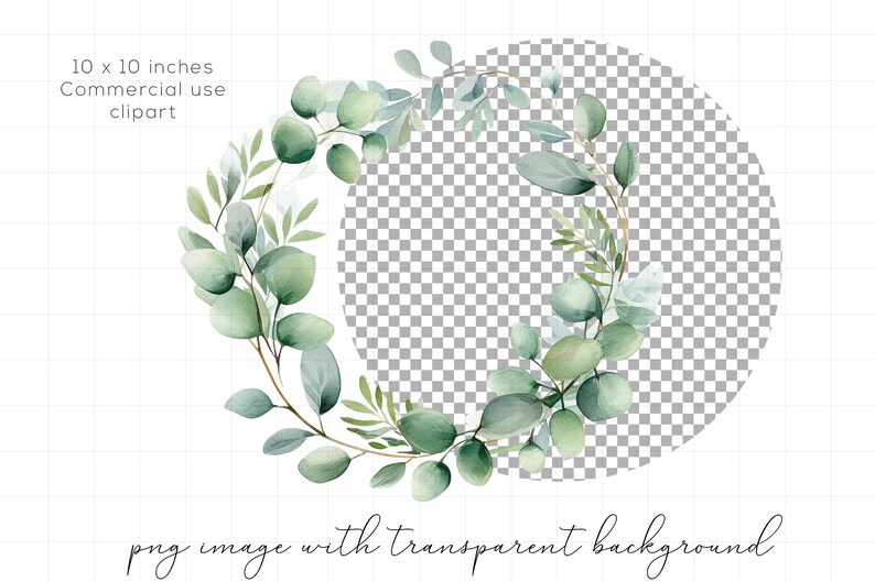 Eucalyptus Wreath Clipart PNG Bundle Watercolor Wreaths Sublimation ...