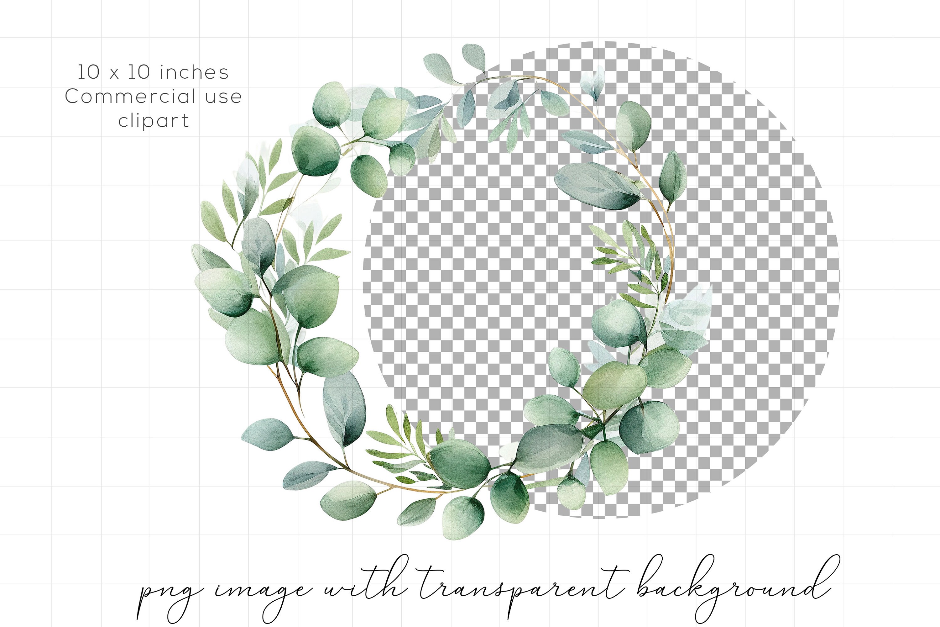 Eucalyptus Wreath Clipart PNG Bundle Watercolor Wreaths Sublimation ...