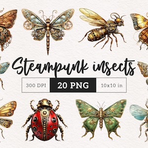 Jeweled Steampunk Insekten Clipart Wunderlich Marienkäfer Steampunk Motte PNG Spinne Grafiken Bug Junk Journal Viktorianische Altered DTF Scrapbooking
