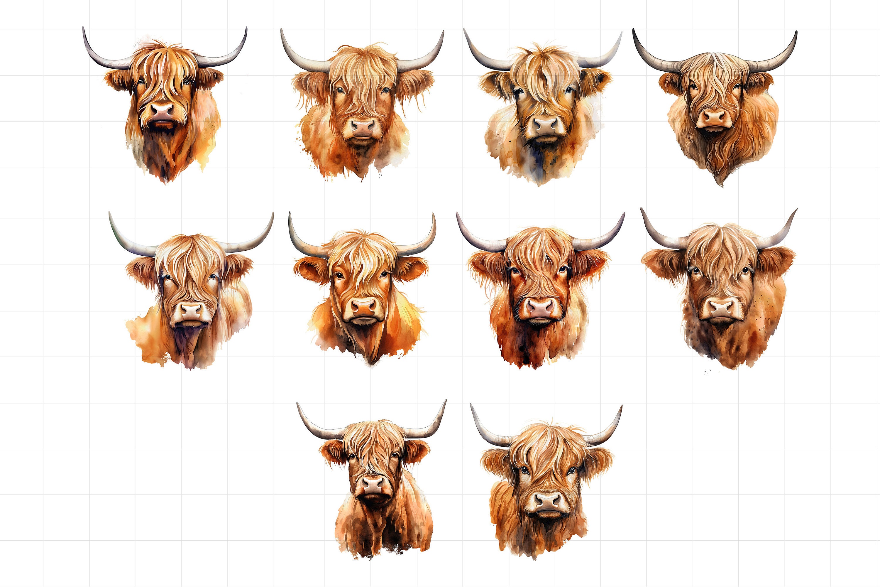 Highland Cow PNG Clipart Western Farm Animals Clip Art Cute - Etsy
