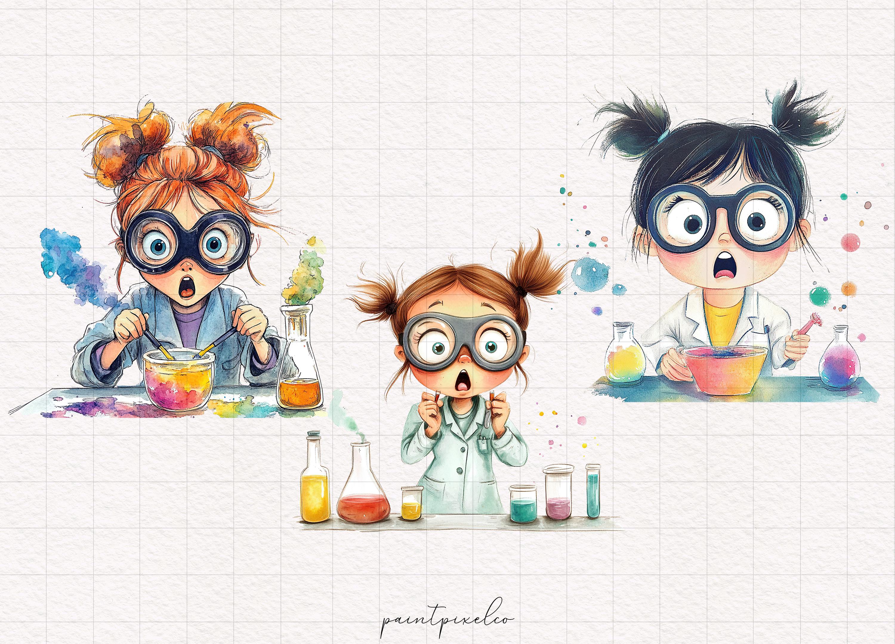 Whimsy Clips Science Quirky Scientist Clipart Funny Mad Genius PNG Whimsical Scholarly ...
