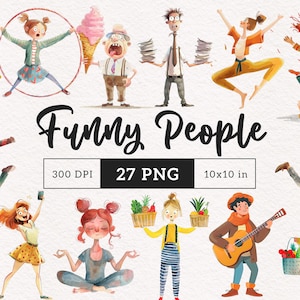 Des gens originaux des cliparts, des hommes de bureau drôles PNG Des gens de dessin animé lunatique qui dansent des femmes qui sautent Sublimation des cliparts fantaisistes filles idiotes cerceau