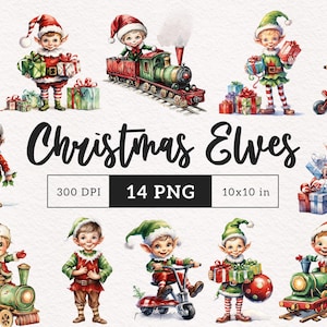 Quirky Christmas Elves Clipart Whimsical Elf Silly Holiday creatures Funny Cute xmas PNG Sublimation DTF Santa&#39;s Elves Festive clip art