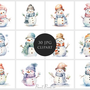 Snowman clipart Alta calidad JPGs Navidad invierno clip art Sublimación Junk Journal Papel digital elaboración Licencia comercial
