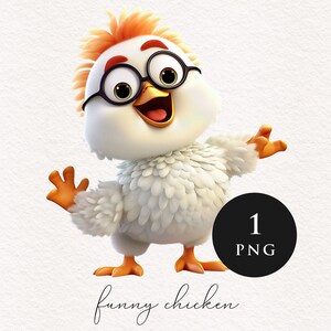 Lustige Huhn Clipart PNG Niedliche Henne Hahn Clip Art Cartoon Vogel 3D Sublimation transfer PNGs Journal Handwerk Karte machen Tee Tshirt Grafiken