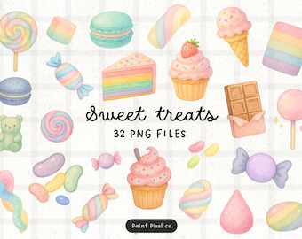 Sweet Treats Clipart Bundle - Pastel Candy PNG images (Commercial Use) (Digital Download)