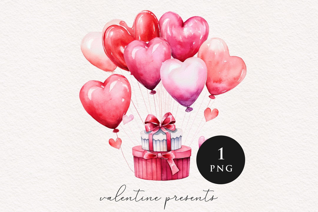 Watercolor Gift Box Clipart PNG Lovers Valentines Day Sublimation ...