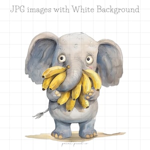 22 Quirky Elephant JPG Clipart Whimsical Safari clip art Funny African Animals illustrazione card making Mixed Media JPGs uso commerciale