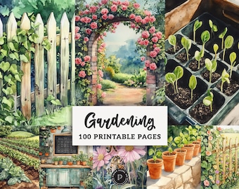 Gardening Digital Papers - Garden Junk Journal Printable - Scrapbooking Kit cottagecore Ephemera Digital Background