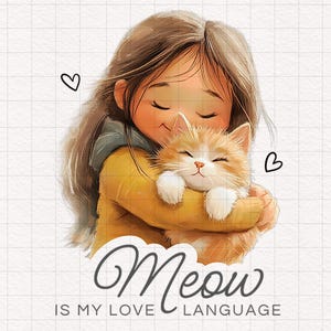 Maman chat PNG Tshirt Sublimation Clipart Meow chaton câlin Citation PNG Sublimation impression à la demande artisanat en papier Mug design gobelet carte imprimable