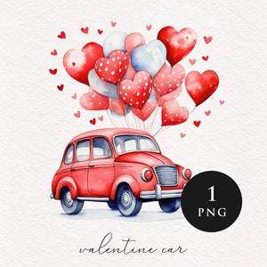 Valentine car clipart PNG Hearts Romantic love Sublimation transfer clip art cute vehicle graphic illustration card making scrapbookinging