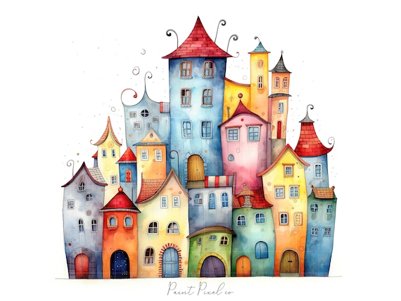 A close-up of a doodle illustration showing a whimsical building