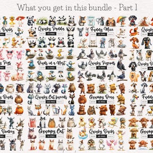 Quirky Clipart Mega Bundle PNG Whimsical Animals Clipart Funny People Sublimation clip art Whimsy Holiday clipart Silly girls illustration Peculiar People Eccentric Funny graphics card making