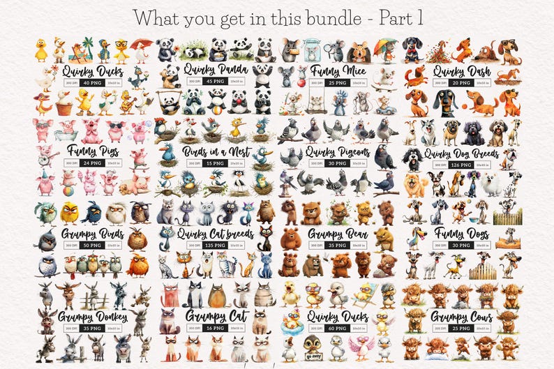 Quirky Clipart Mega Bundle PNG Whimsical Animals Clipart Funny People Sublimation clip art Whimsy Holiday clipart Silly girls illustration Peculiar People Eccentric Funny graphics card making