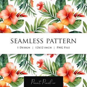Patrón sin costuras Patrón floral Patrón repetitivo PNG Diseño de tela Patrón de sublimación de papel textil Patrones florales hawaianos Papel digital
