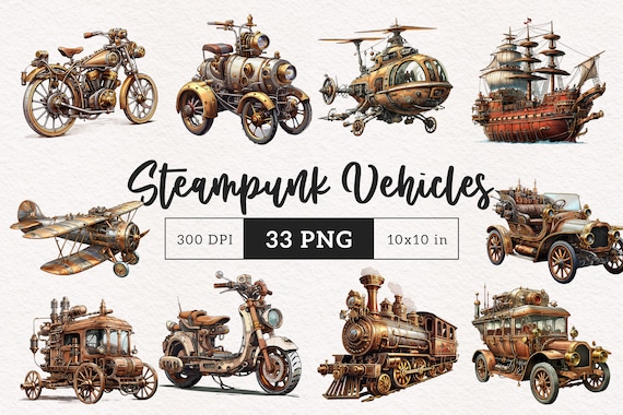 スチームパンクな乗り物 クリップアート ディストピア 輸送 スチーム