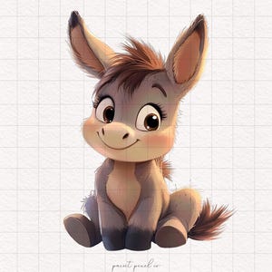 9 cliparts de bébé âne original PNG ânes mignons fantaisistes sublimation bébé animaux de la ferme graphiques fantaisistes ânes drôles illustration idiote