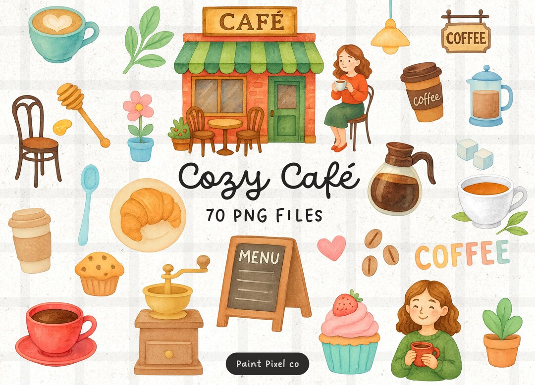 Cozy Cafe Clipart - Coffee Decor Scene PNG Images (commercial Use ...