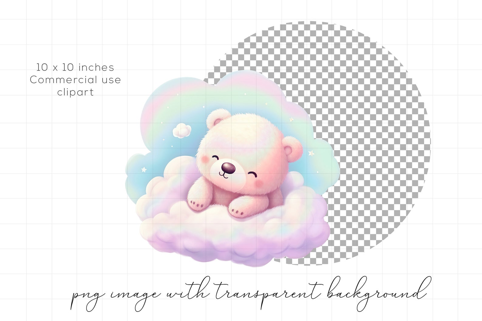 Teddy Bear on Clouds PNG Clipart Baby Shower Nursery Clip Art - Etsy