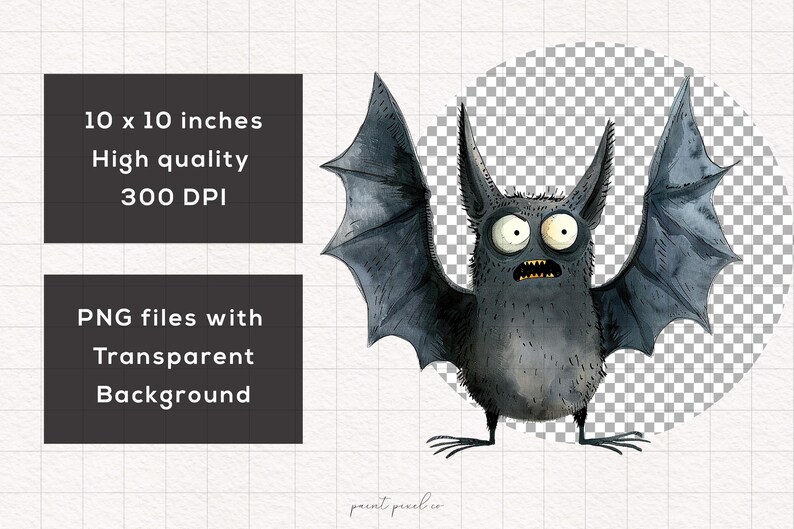 Puede incluir: Una ilustraci&oacute;n de dibujos animados de un murci&eacute;lago gris con grandes alas negras. El murci&eacute;lago tiene una expresi&oacute;n de sorpresa con la boca abierta y grandes ojos redondos. El murci&eacute;lago est&aacute; aislado sobre un fondo transparente.