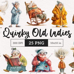 Schrullig Alte Damen Clipart Dumme Oma PNG PNG Lustige Oma Cartoon ältere Frauen Sublimation Whimsy Stricken Nana Schaukelstuhl