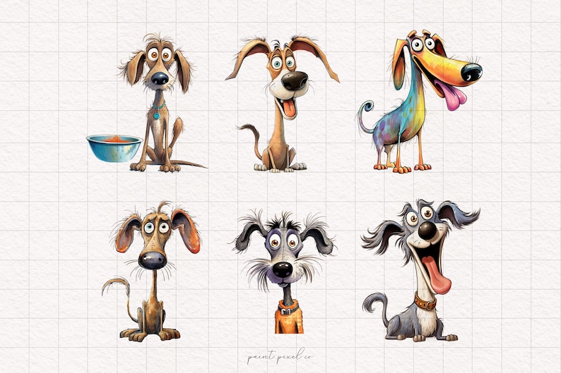 Funny Dog Clipart Doggy PNG Quirky Whimsical Dogs Sublimation Clip Art ...