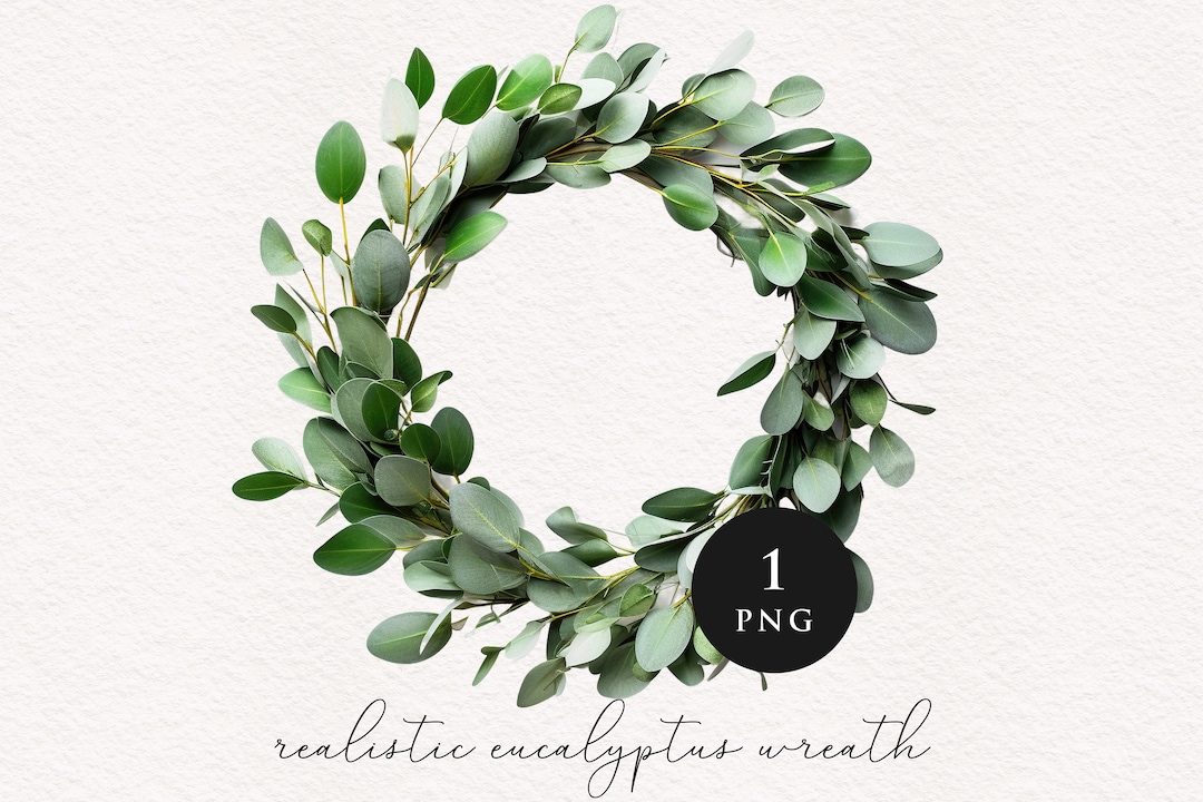 Eucalyptus Wreath Clipart PNG Realistic Sublimation Transfer Clip Art ...