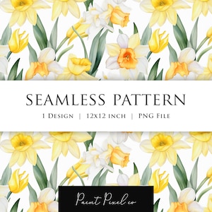 Seamless pattern Floral pattern Repeating pattern PNG Fabric Design Textile paper sublimation pattern Daffodil Summer Flowers Digital paper