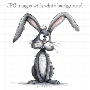 10 Quirky Rabbit JPG Clipart Whimsical Bunny Sublimation clip art Funny Farm animals Rabbit card making Mixed Media JPGs uso comercial