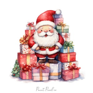 8 clipart fofos de Papai Noel JPGs de alta qualidade Clipart de Natal Papai Noel minúsculo Sublimação Diário de lixo Artesanato em papel digital Licença comercial