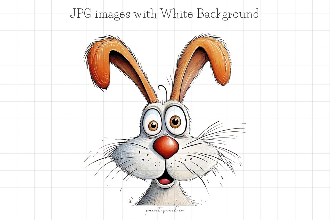 31 Quirky Rabbit JPG Clipart Whimsical Woodland Animal Funny Easter ...