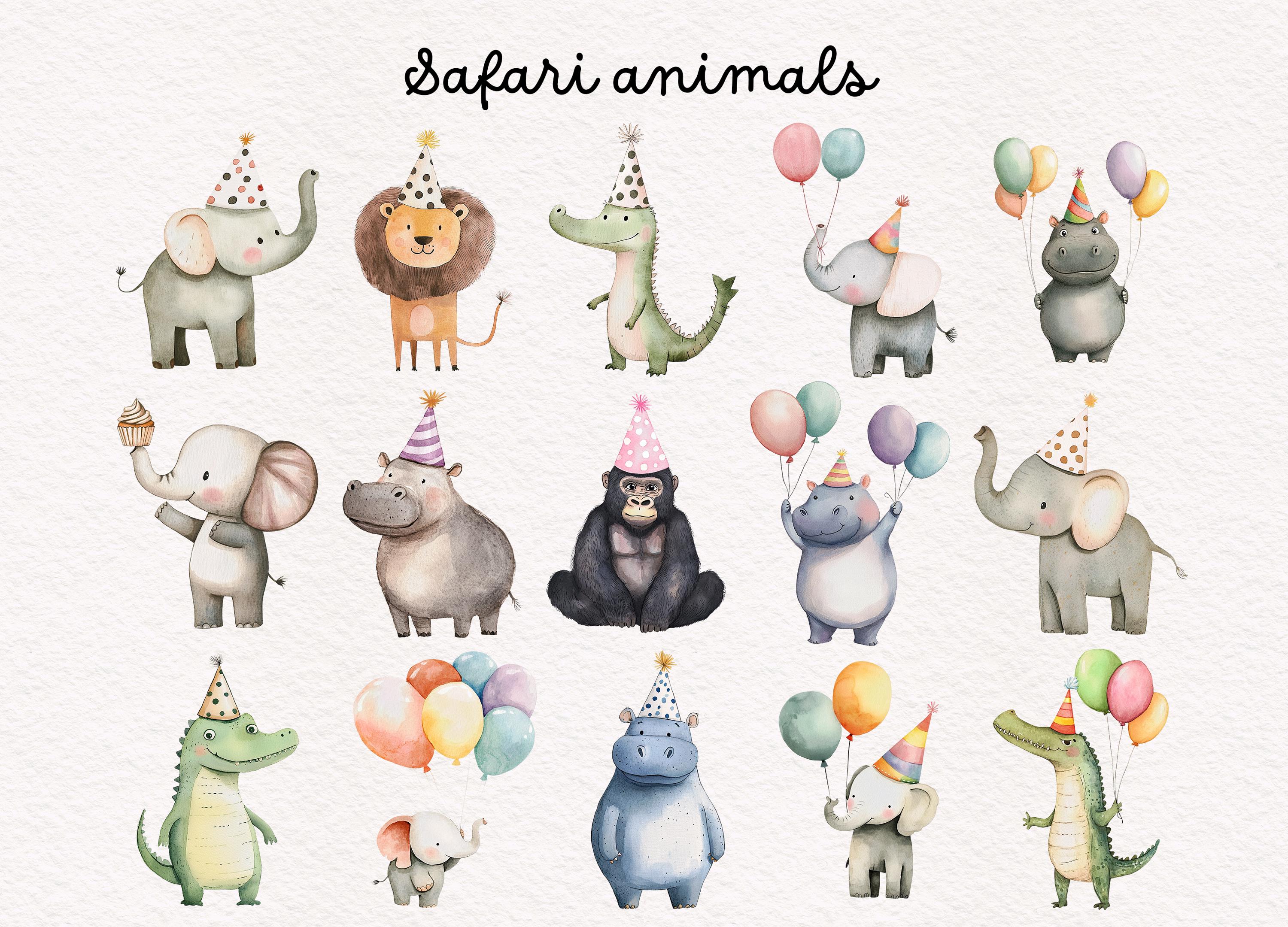 Safari Birthday Clipart Boho Forest Animals Birthday Baby Shower Cute ...