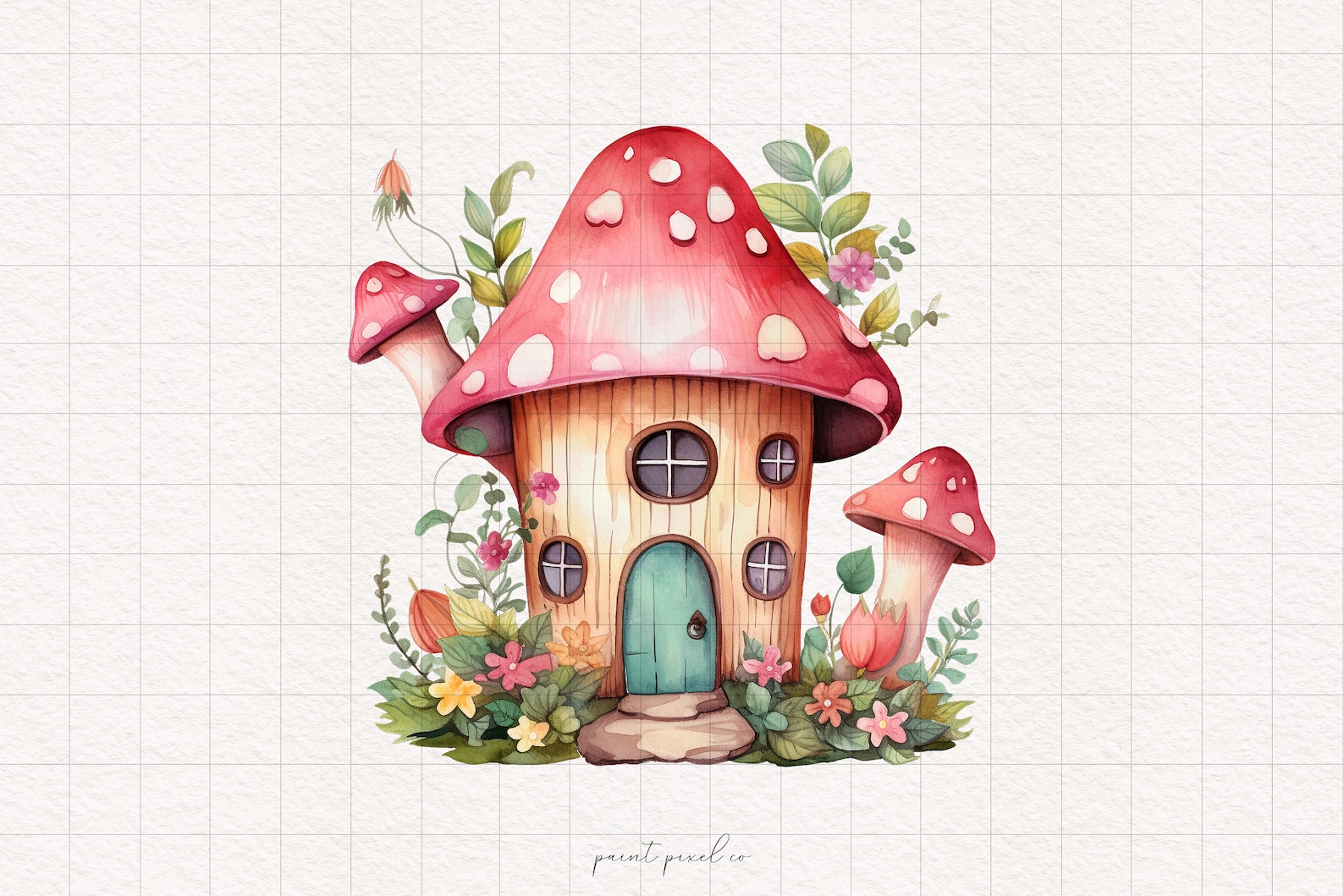 Pink Toadstool House Clipart Enchanted Mushroom Fairy PNG Pink ...