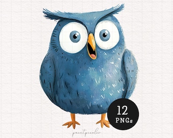 Quirky Owl clipart Funny Birds PNG Whimsical Animals clip art Whimsy Owls Silly Peculiar illustrations POD Scrapbooking Craft Printable art