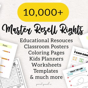 MRR PLR Recursos educacionais Pré-escola Produtos digitais Quadro de tarefas Planejador infantil Direitos de marca própria Direitos de revenda master DFY Venda no Etsy