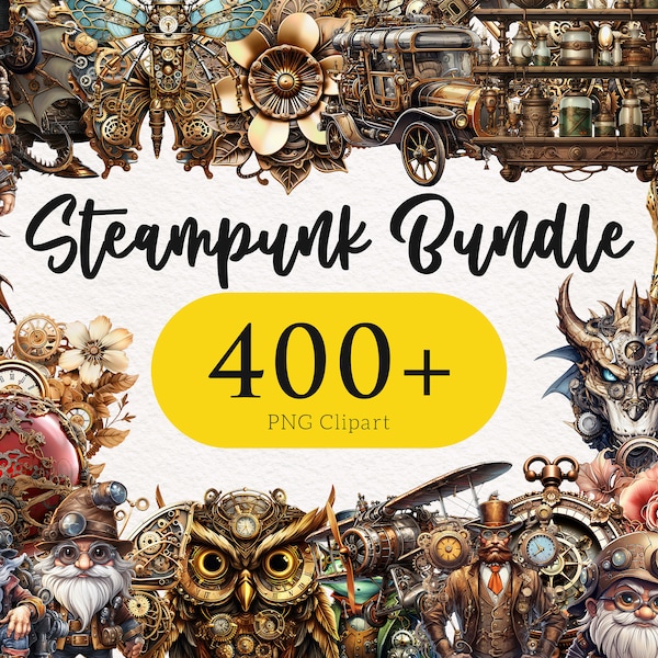 Steampunk clipart PNG Whimsical Steampunk ephemera vehicles goggles Animals Frames Decor Victorian Fantasy Sublimation graphics illustration