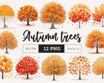 Herfst bomen clipart Boho boom PNG plakboek aquarel herfst gebladerte illustratie esthetische herfst efemere DTF ongewenste dagboek sublimatie POD