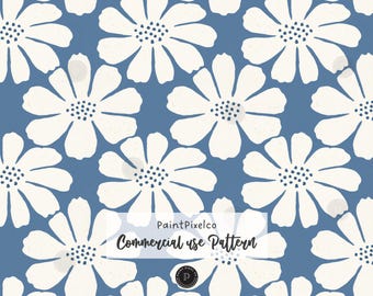 Retro Scandinavian Blooms Seamless Pattern Organic Botanical Design Cottagecore Digital Paper Background (Commercial Use) (Digital Download)