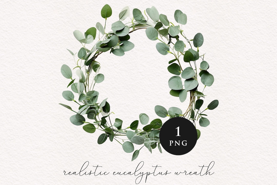 Eucalyptus Wreath Clipart PNG Realistic Sublimation Transfer Clip Art ...