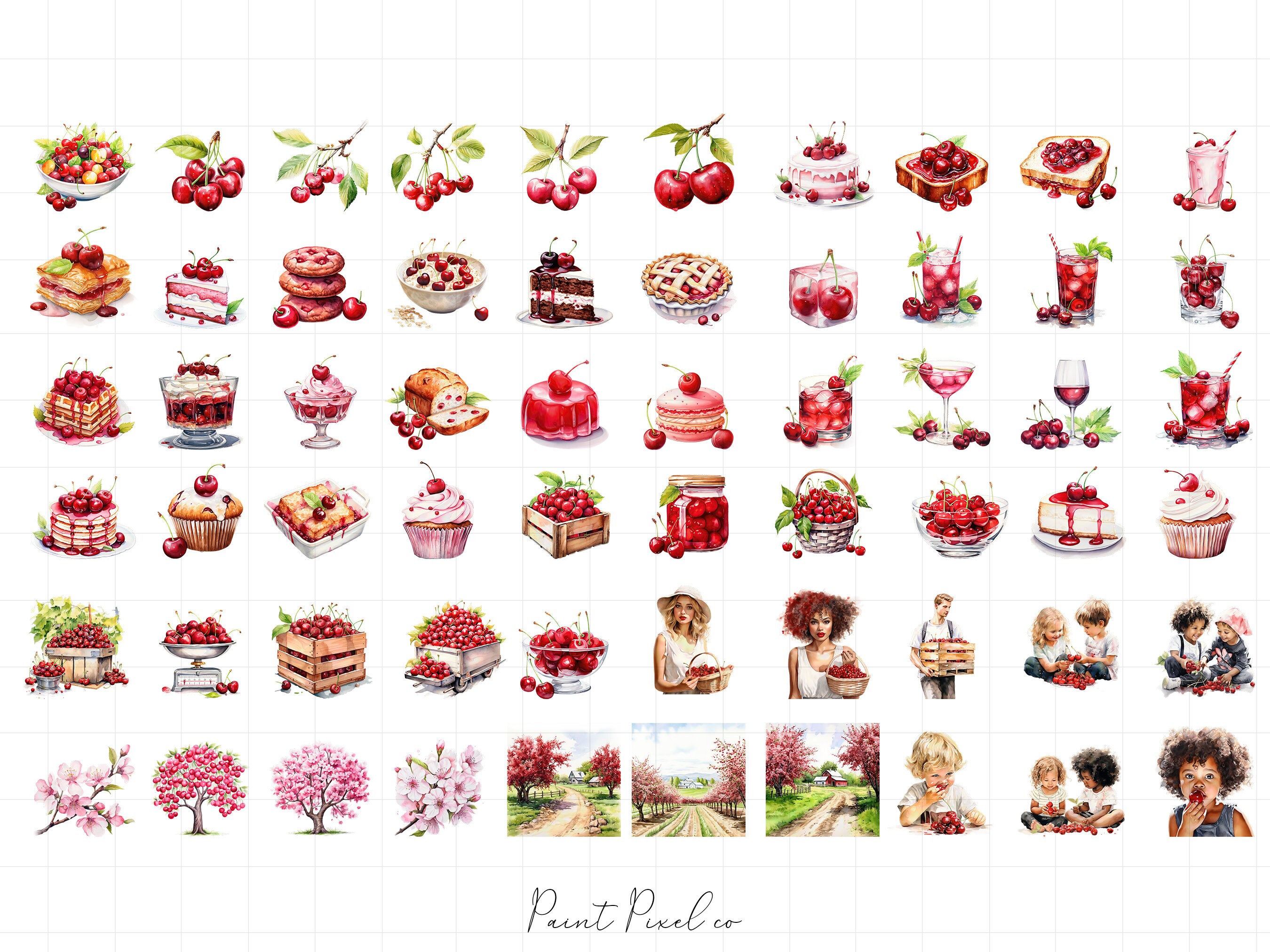 420 Fruit Clipart Bundle PNG Clip Art Food Dessert Pie Berries Orange ...