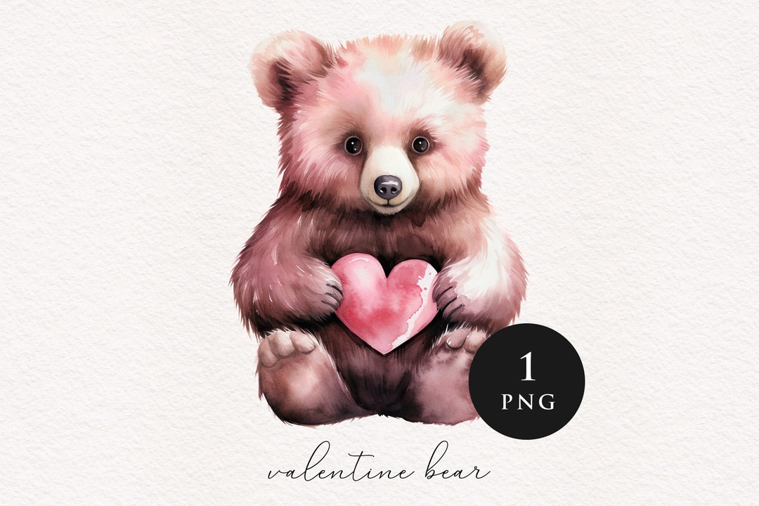 Valentine Teddy Bear Clipart PNG Watercolor Animals Lovers Day ...