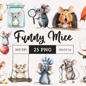 Quirky Mouse Clipart Hilarious Rats PNG Whimsical Mice Funny Rodent clip art graphics Silly Rat Junk Journal illustration Heat Press Cartoon