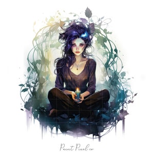 5 Gothic Girl clipart Alta calidad JPGs Dark Witch Fantasy Ilustración Sublimación Junk Journal Papel digital elaboración Licencia comercial
