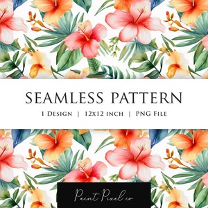 Patrón sin costuras Patrón floral Patrón repetitivo PNG Diseño de tela Patrón de sublimación de papel textil Patrones florales hawaianos Papel digital